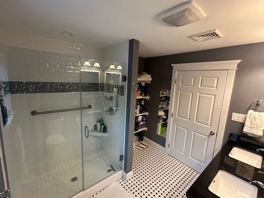 Bathroom, Glass Shower, Interior, Recessed Lighting