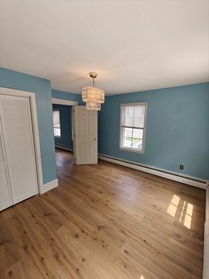 Chandelier, Empty room, Interior, Wood Texture Flooring