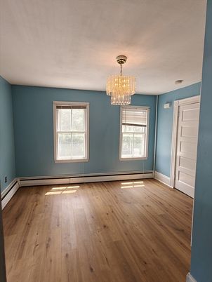 Chandelier, Empty room, Interior, Wood Texture Flooring