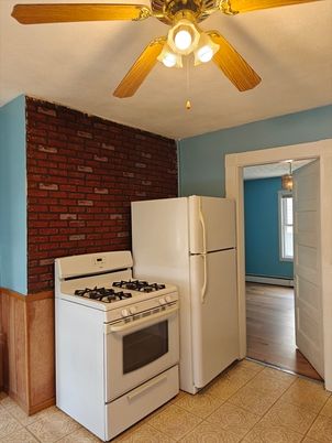 Interior, Kitchen, Stone Walls, Wood Texture Flooring