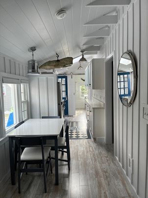 Dining room, Interior, Kitchen, Pendant Lights, Wood Texture Flooring