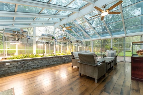 Glass Ceilings, Interior, Sun Room, Wood Texture Flooring