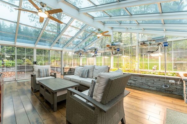 Glass Ceilings, Interior, Sun Room, Wood Texture Flooring