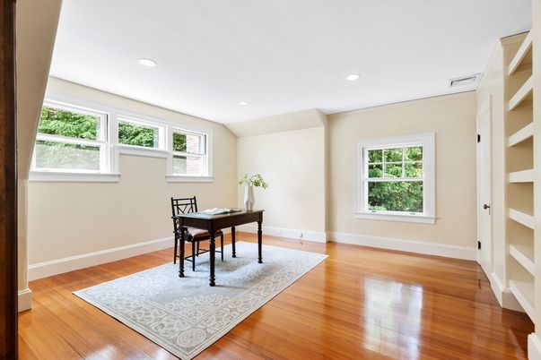 Home Office, Interior, Recessed Lighting, Wood Texture Flooring