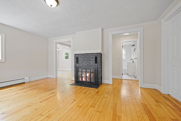 Empty room, Fireplace, Interior, Wood Texture Flooring