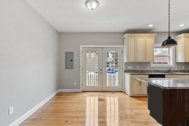 Interior, Kitchen, Pendant Lights, Recessed Lighting, Wood Texture Flooring
