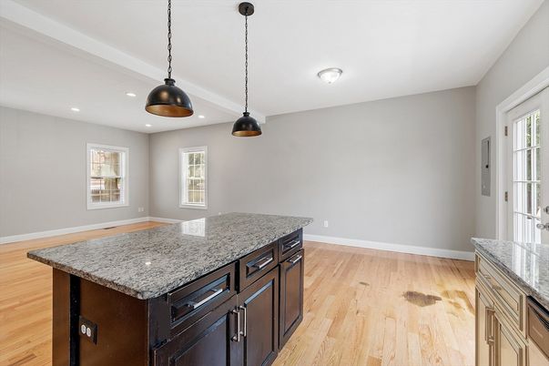 Interior, Kitchen, Pendant Lights, Recessed Lighting, Wood Texture Flooring