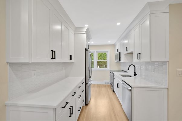 Interior, Kitchen, Recessed Lighting, Wood Texture Flooring