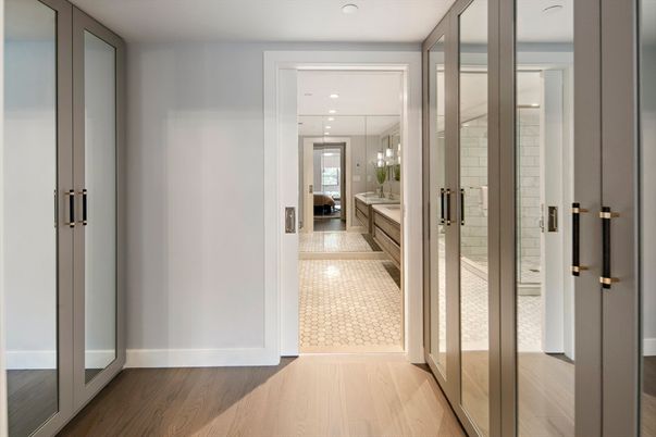 Bathroom, Interior, Recessed Lighting, Wood Texture Flooring