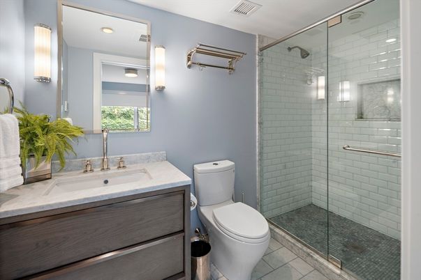 Bathroom, Glass Shower, Interior, Recessed Lighting