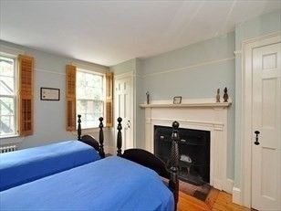 Bedroom, Fireplace, Interior, Wood Texture Flooring