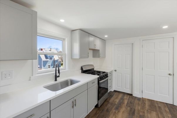 Interior, Kitchen, Recessed Lighting, Wood Texture Flooring
