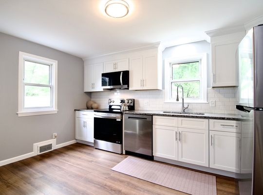 Interior, Kitchen, Stainless Steel Appliances, Wood Texture Flooring