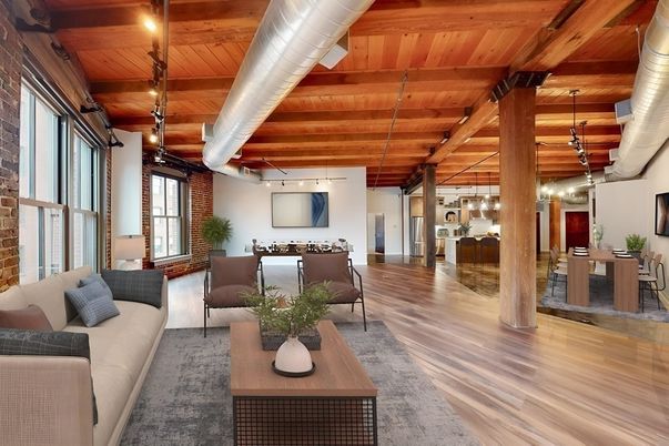 Dining room, Interior, Living room, Pendant Lights, Wooden Beams, Wooden Ceilings, Wood Texture Flooring