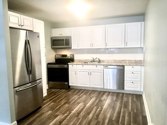 Interior, Kitchen, Stainless Steel Appliances, Wood Texture Flooring