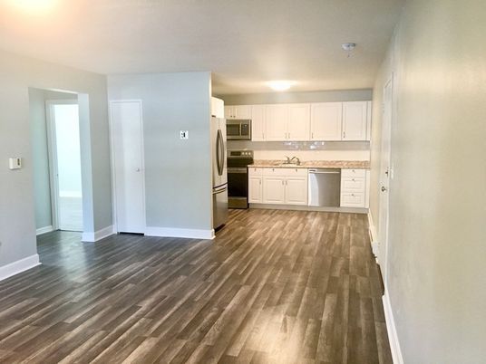 Interior, Kitchen, Stainless Steel Appliances, Wood Texture Flooring