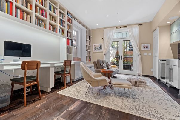 Home Office, Interior, Recessed Lighting, Wood Texture Flooring