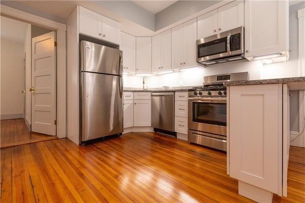 Interior, Kitchen, Stainless Steel Appliances, Wood Texture Flooring