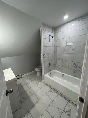 Bathroom, Interior, Marble, Marble Walls, Recessed Lighting