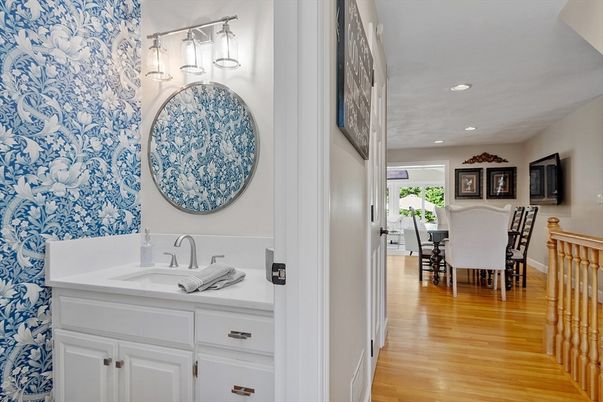 Bathroom, Dining room, Interior, Recessed Lighting, Wood Texture Flooring