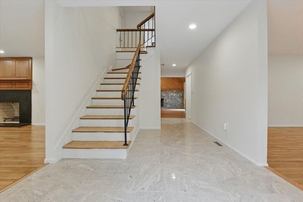 Interior, Marble, Recessed Lighting, Wood Texture Flooring