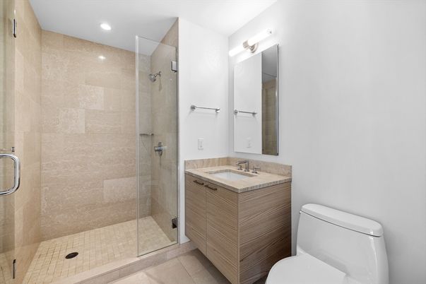 Bathroom, Glass Shower, Interior, Recessed Lighting