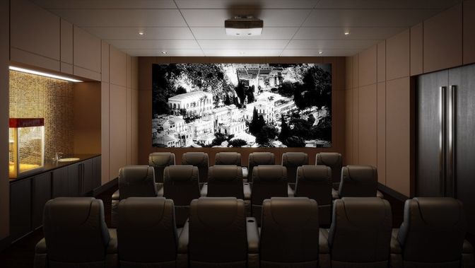 Home Theatre Room, Interior, Projection Screen, Recessed Lighting, Theatre Room
