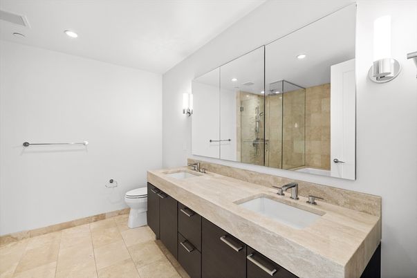 Bathroom, Dual Sink Vanities, Glass Shower, Interior, Recessed Lighting