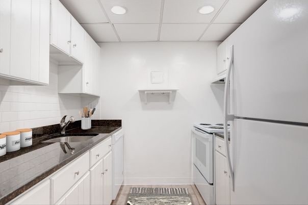Interior, Kitchen, Recessed Lighting, Wood Texture Flooring