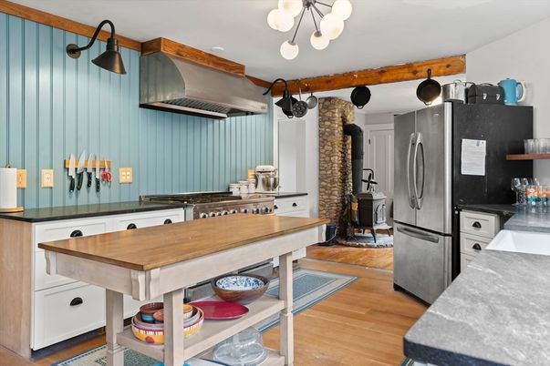 Interior, Kitchen, Pendant Lights, Wood Texture Flooring