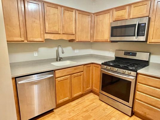 Interior, Kitchen, Stainless Steel Appliances, Wood Texture Flooring