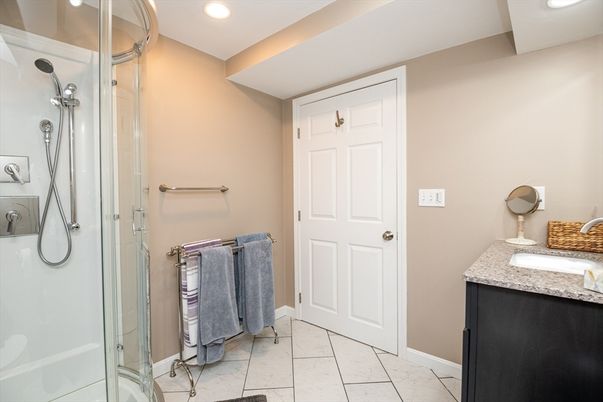 Bathroom, Glass Shower, Interior, Recessed Lighting