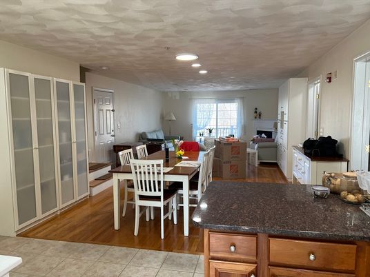 Dining room, Interior, Recessed Lighting, Wood Texture Flooring