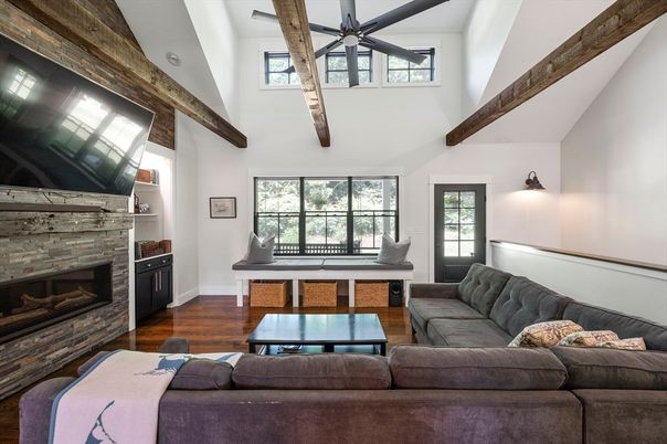 Fireplace, Interior, Living room, Piano, Wooden Beams, Wood Texture Flooring
