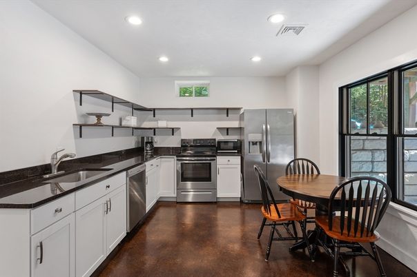 Dining room, Interior, Kitchen, Recessed Lighting, Stainless Steel Appliances