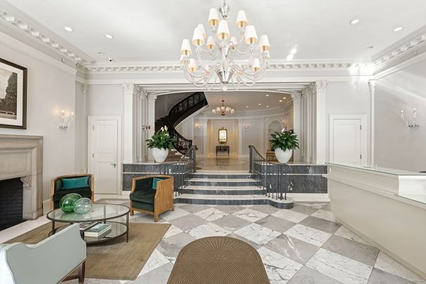 Chandelier, Fireplace, Interior, Marble, Recessed Lighting