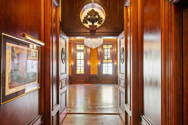 Chandelier, Interior, Wood Texture Flooring, Wooden Walls