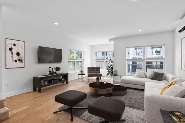 Interior, Living room, Recessed Lighting, Wood Texture Flooring