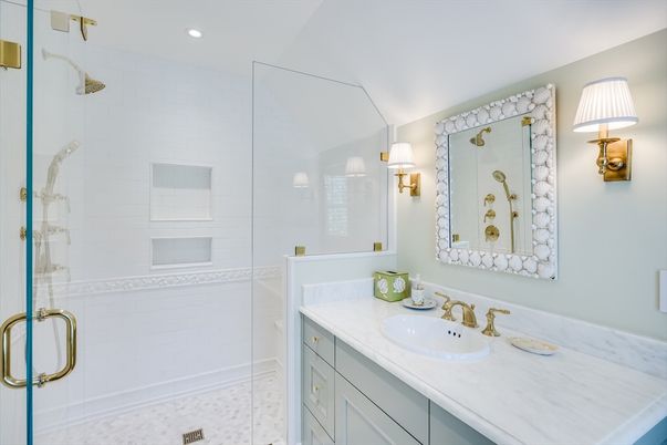 Bathroom, Glass Shower, Interior, Recessed Lighting