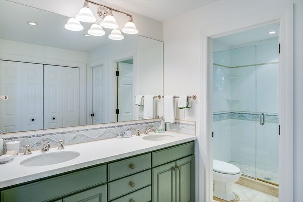 Bathroom, Dual Sink Vanities, Glass Shower, Interior, Recessed Lighting
