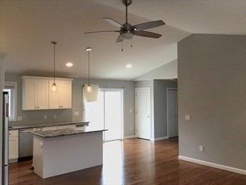 Interior, Kitchen, Pendant Lights, Recessed Lighting, Wood Texture Flooring
