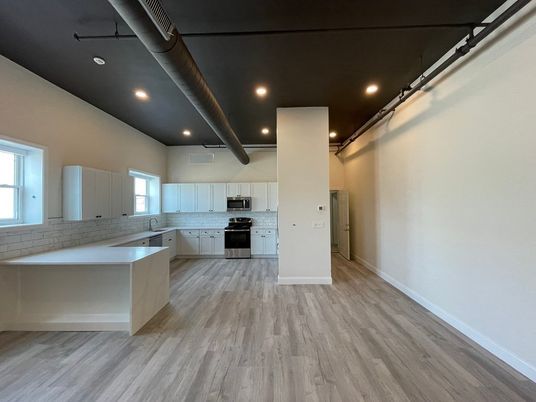 Interior, Kitchen, Recessed Lighting, Wood Texture Flooring