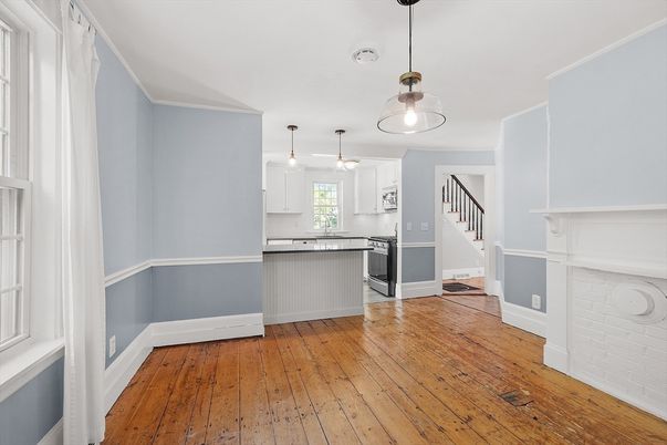 Interior, Kitchen, Pendant Lights, Wood Texture Flooring