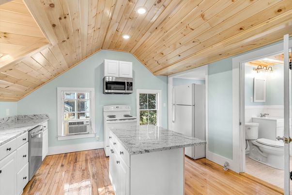 Bathroom, Interior, Kitchen, Recessed Lighting, Wooden Ceilings, Wood Texture Flooring