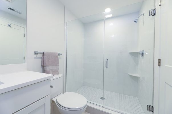 Bathroom, Glass Shower, Interior, Recessed Lighting