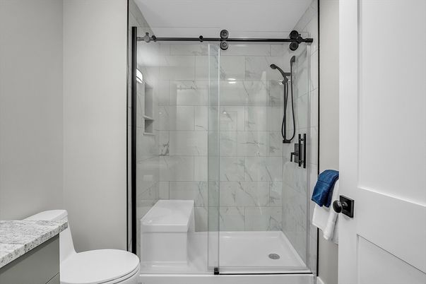 Bathroom, Glass Shower, Interior, Marble Walls