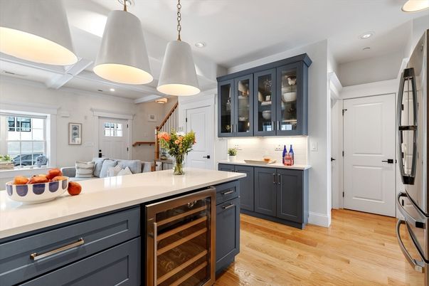 Interior, Kitchen, Pendant Lights, Recessed Lighting, Wood Texture Flooring