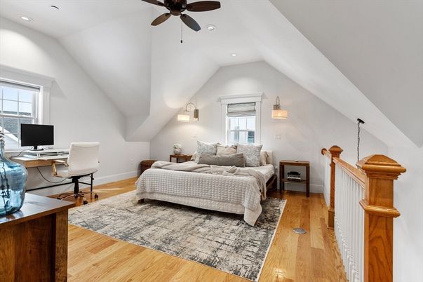 Bedroom, Home Office, Interior, Recessed Lighting, Wood Texture Flooring
