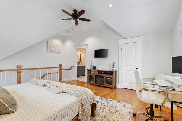Bedroom, Home Office, Interior, Recessed Lighting, Wood Texture Flooring