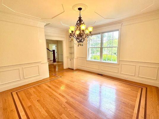 Chandelier, Empty room, Interior, Wood Texture Flooring